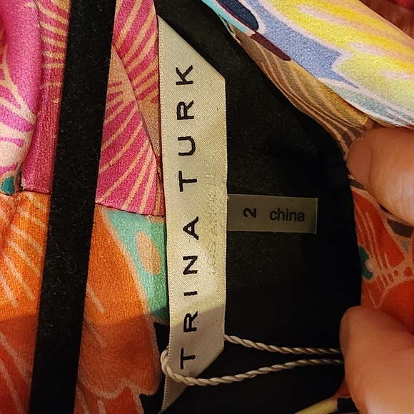 *NWT* Trina Turk 100% Silk Multicolored Tie-Neck Scarf Midi Dress - Picture 11 of 12